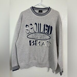 VINTAGE Spoiled BRAT Sweatshirt Womens XL Cotton Blend Puff Print 90s Grunge